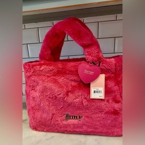 LARGE free love hot pink fuzzy tote